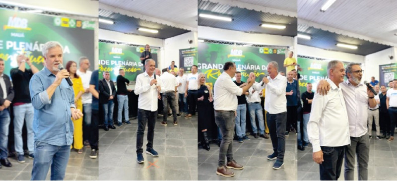 Icão, presidente municipal do MDB, e o vereador Chiquinho do Zaíra discursaram durante a plenária. Prefeito Marcelo Oliveira e deputado estadual Rômulo Fernandes também prestigiaram evento