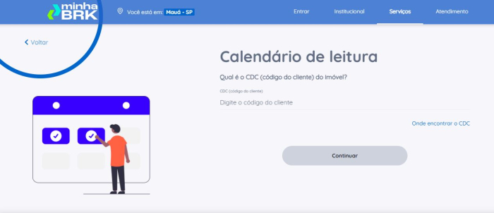 Calendário personalizado com as datas da leitura dos imóveis em Mauá já está disponível na agência virtual Minha BRK