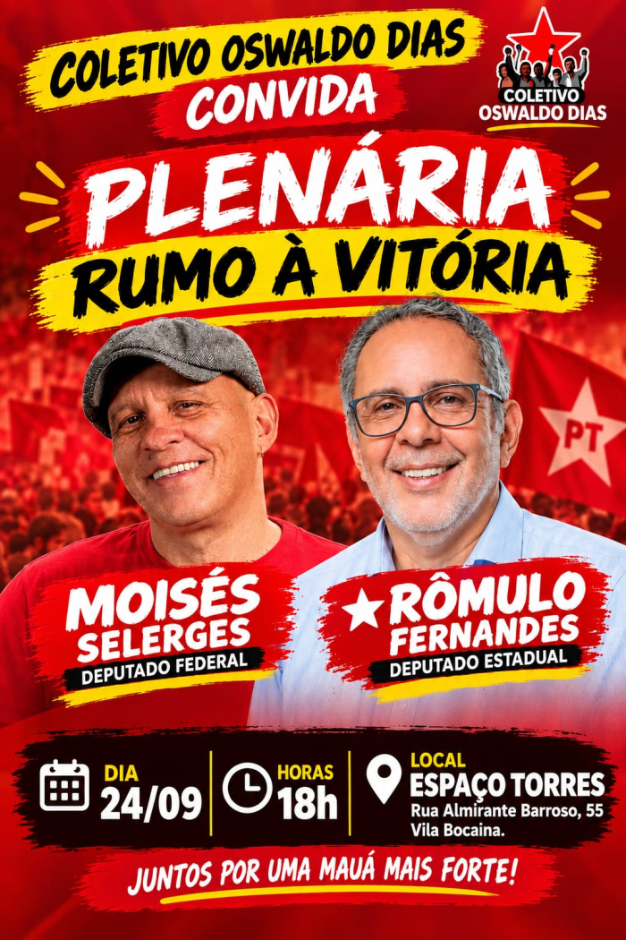 Coletivo Oswaldo Dias realiza plenária nesta quinta-feira em Mauá