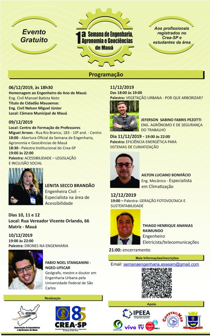 1ª Semana de Engenharia, Agronomia e Geociências de Mauá 