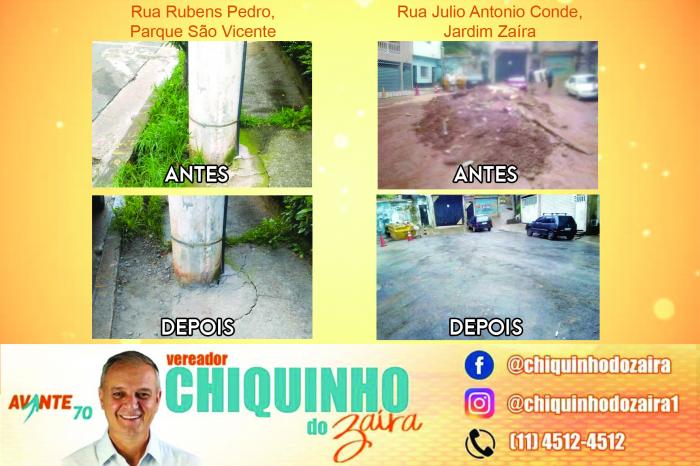 Solicitações de limpeza e conserto de cratera feitas por Chiquinho do Zaíra são atendidas