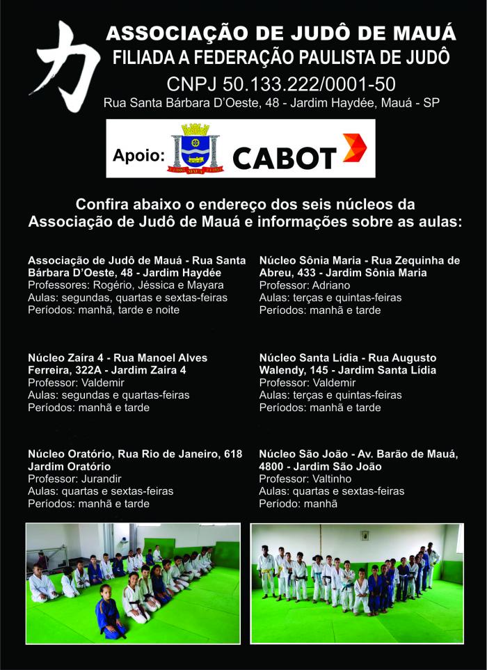Confira os endereços dos seis núcleos da Associação de Judô de Mauá