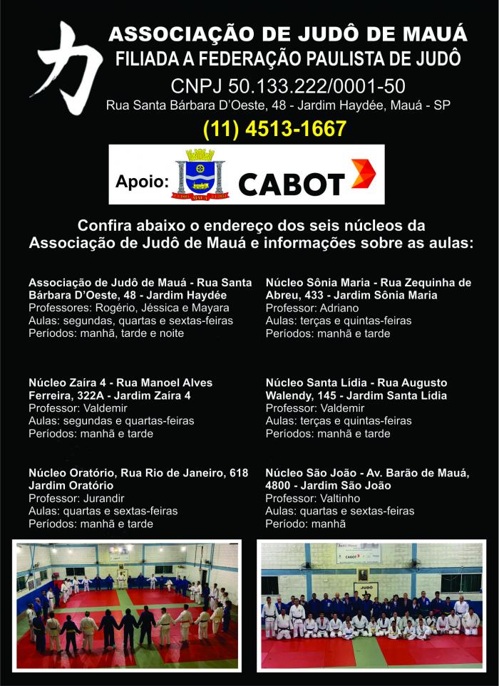 Confira os endereços dos seis núcleos da Associação de Judô de Mauá