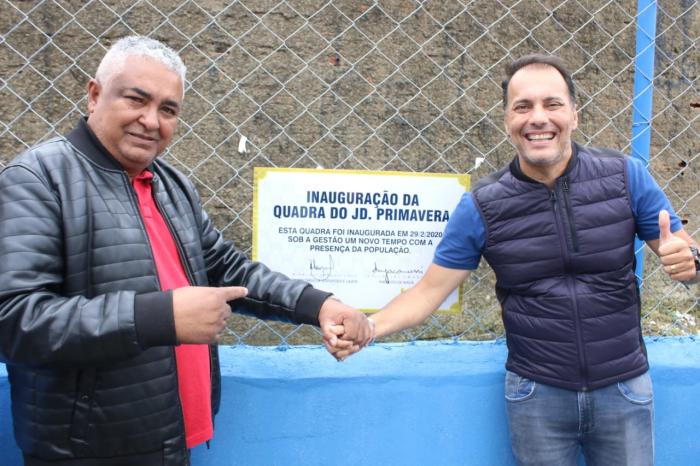 Severino do MSTU e Atila Jacomussi inauguram quadra do Jardim Primavera