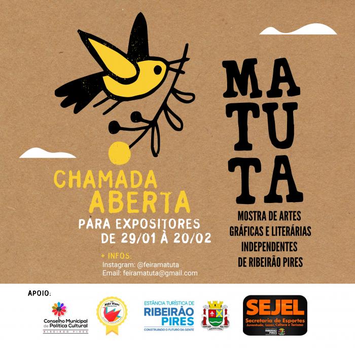 Chamada aberta para participar da Matuta - Mostra de Artes Gráficas e Literárias Independentes de Ribeirão Pires