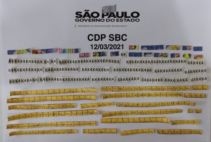Mais de 300 micro pontos de supostos entorpecentes sintéticos são apreendidos no CDP de São Bernardo do Campo