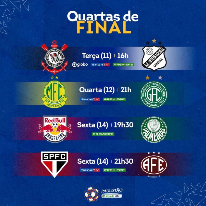 FPF define datas e horários das quartas de final do Paulistão