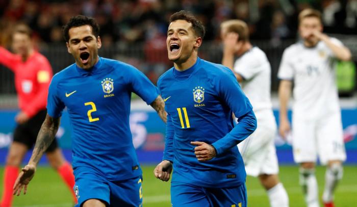 Brasil vence Rússia por 3 a 0 em amistoso em Moscou