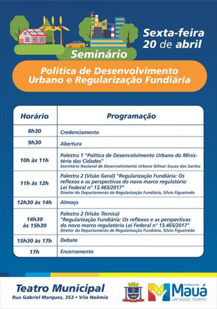 Prefeitura de Mauá organiza seminário sobre Desenvolvimento Urbano e Regularização Fundiária