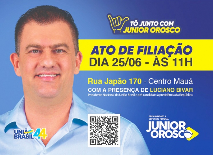 Pré-candidato a deputado federal, Junior Orosco realiza ato de filiação em Mauá