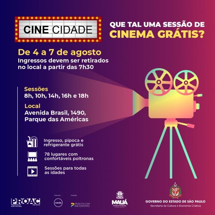 Mauá recebe projeto de cinema itinerante com filmes de sucesso até domingo