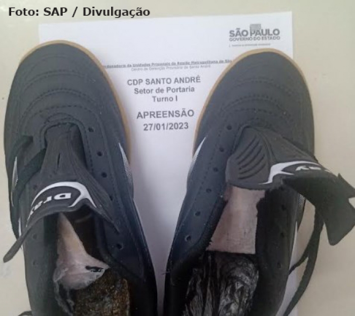 Avó de preso envia tênis recheado de droga sintética para o CDP de Santo André